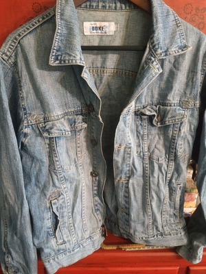 Duke denim jacket used, size S, blue, with small stain