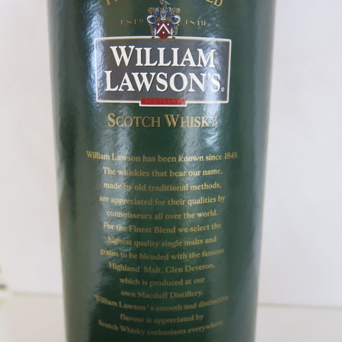 William Lawson's box used, cylindrical cardboard with metal lid