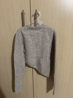 Bershka Cropped Knit Sweater Size S Like New Beige Taupe