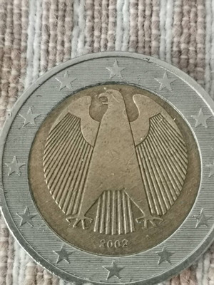 Germany 2 Euro Coin 2002 F Like New, Rare Collectible