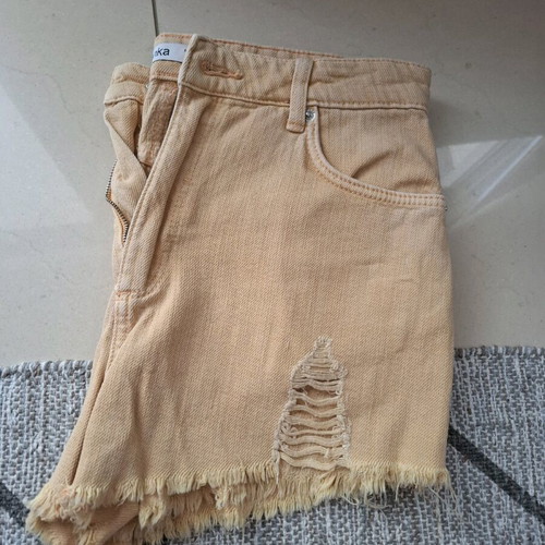 Denim shorts Bershka orange like new, size S