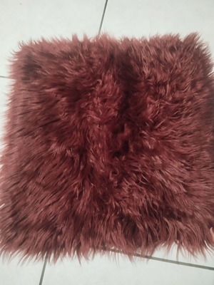 Fur pillow cover used, burgundy, synthetic, 45×45 cm