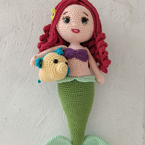 Handmade amigurumi Ariel new mermaid and fish set