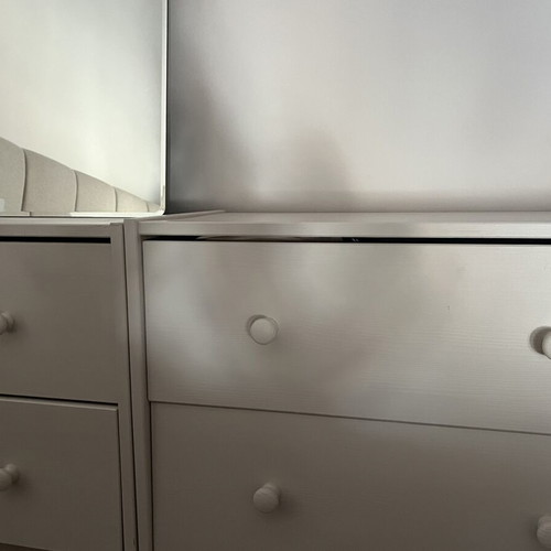 Chest of drawers used, set of two, beige-gray color