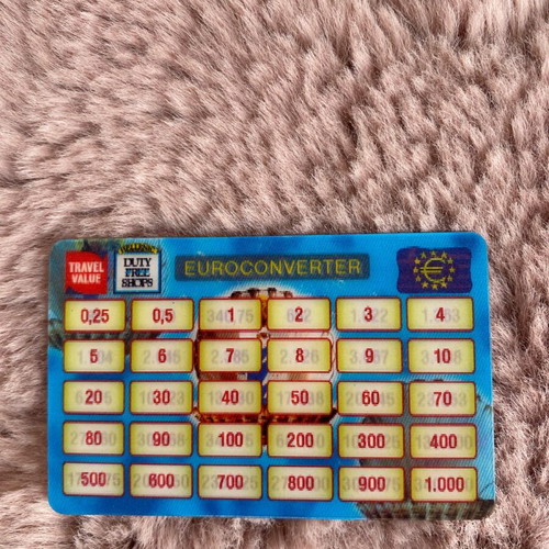 Conversion card like new, drachmas to euros duty free shops