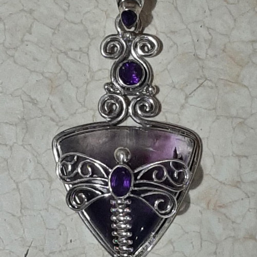 Dragonfly pendant 925 with auralite 32 and amethyst, new