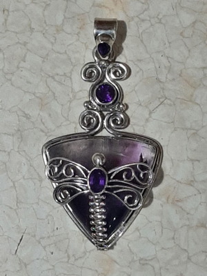 Dragonfly pendant 925 with auralite 32 and amethyst, new