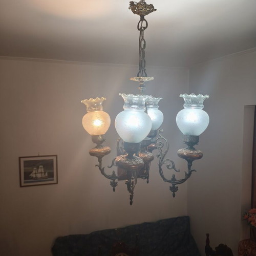 Brass chandelier used with gift wall lamp set