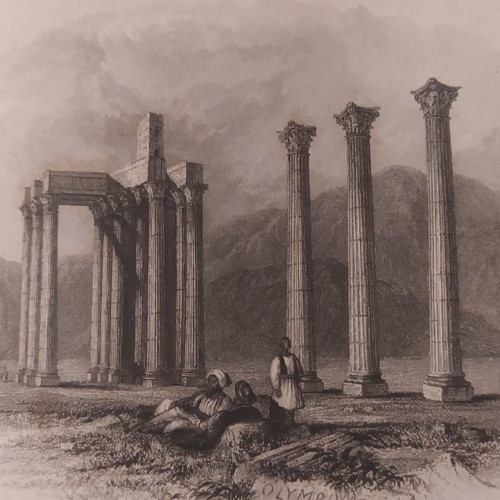 Athens Temple of Zeus Columns chalcography used E. Finden 1832
