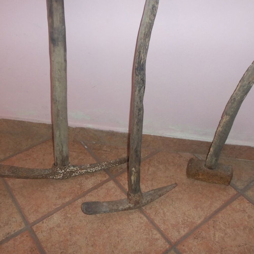 Outdoor tools used, baripoula, chisel, pickaxe, vintage set