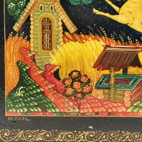 Russian lacquer box used with hand-painted story of the little horse