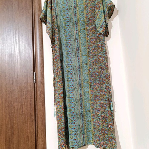 Kimono dress like new multicolor with green one size
