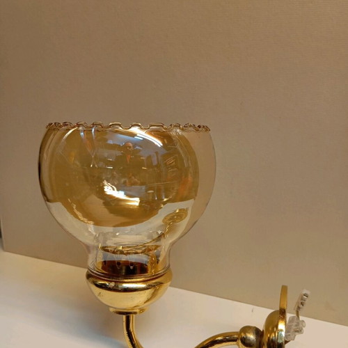 Vintage blown amber glass lamp shade like new
