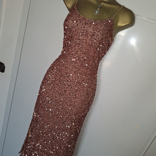 Rose gold sequin dress size medium new