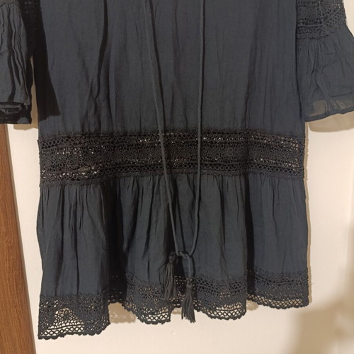 Dress Kaftan black, like new, size M 38 10, airy fabric with embroidery