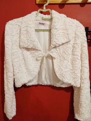Personal fur bolero like new with white ribbon tie