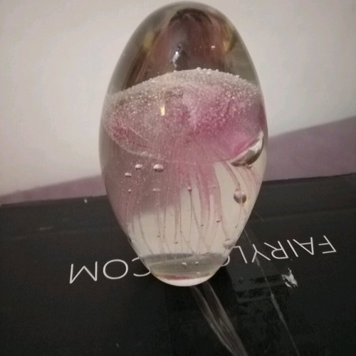 Antique paper press made of blown glass pink jellyfish