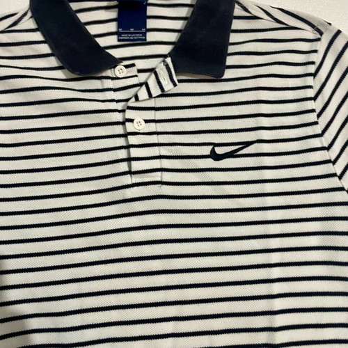 Nike Striped Polo Shirt size M like new, black and white with navy
