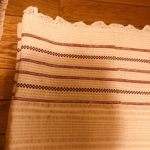 Handwoven Hrami Table Linen with Handmade Lace, Used, 160x180 cm