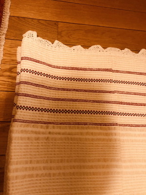 Handwoven Hrami Table Linen with Handmade Lace, Used, 160x180 cm