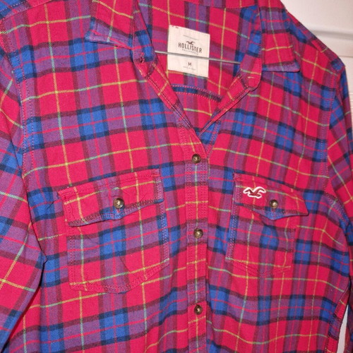 Hollister unisex shirt blue red checkered like new, size Small - Medium