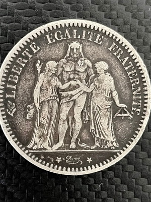 5 Francs Hercule Silver Coins used, 3rd Republic, 90%