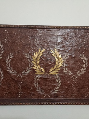 Handmade frame like new with wooden stretcher and clay details