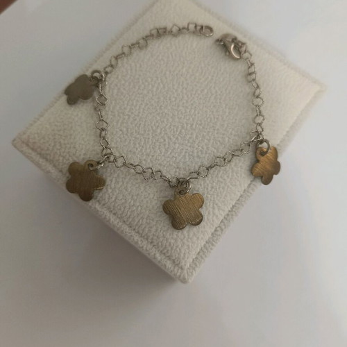 Silver 925 bracelet like new with gold flowers