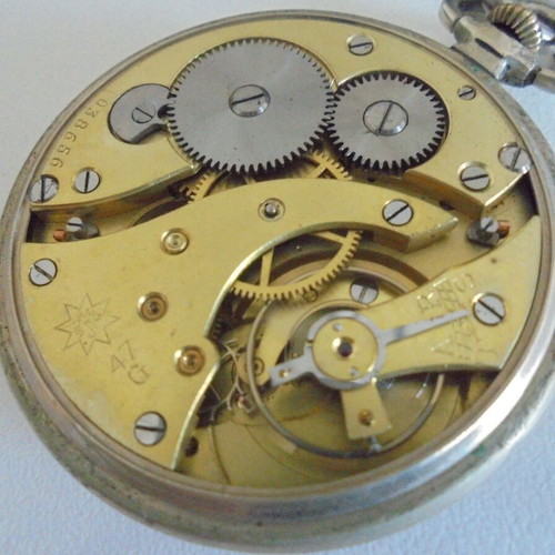 Junghans vintage pocket watch used, men's, beige and silver