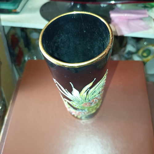 Vase Greek made dark blue with 24k gold overlay, like new