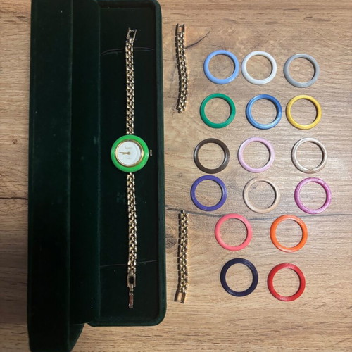 Gucci Vintage Watch used with Original Case and Custom Colored Bezels