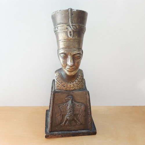 Bronze bust of Nefertiti used with Egyptian Revival base