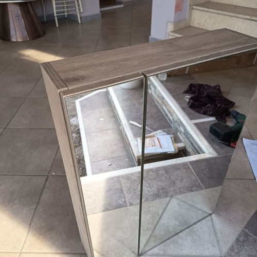 Bathroom mirror cabinet with 2 doors, 65x49x15 cm