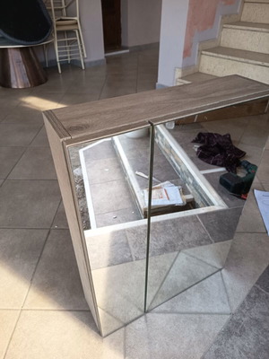 Bathroom mirror cabinet with 2 doors, 65x49x15 cm