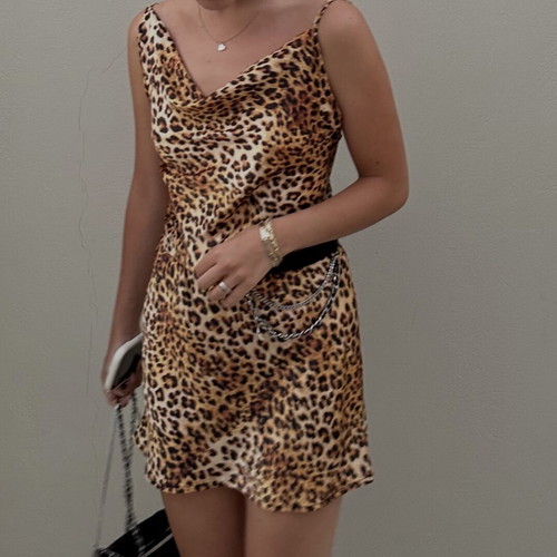 SunsetGo Satin Leopard Dress like new, small size