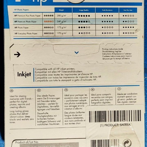 Hewlett Packard Premium Photo Paper 120 Sheets 10x15 @240gr/m2 sealed double pack