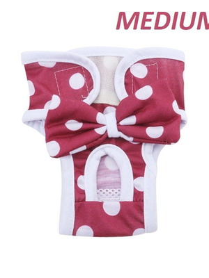 Little Lady dog period panties size Medium new, red polka dot with bow