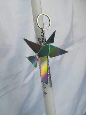 Χειροποίητη λαμπάδα καθρέφτης με δώρο χειροποίητο μπρελόκ