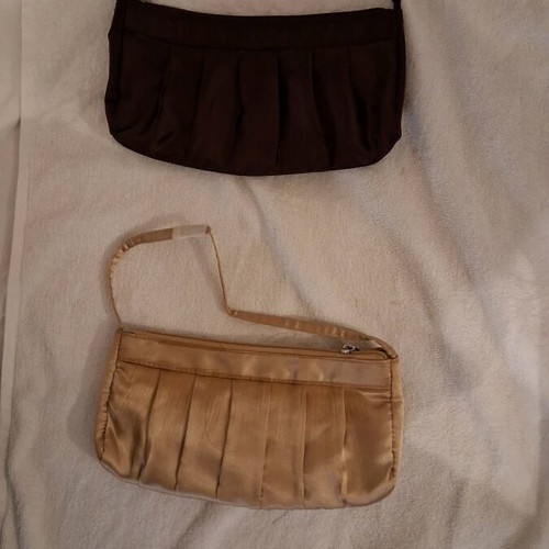 Women's satin bags new, brown and gold, set of 2