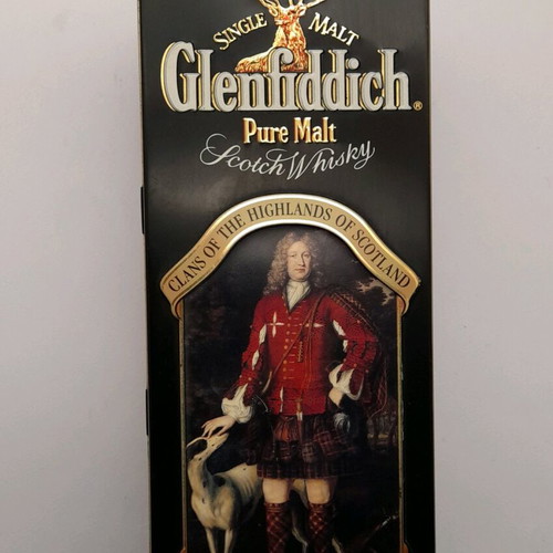 Collectible Glenfiddich Pure Malt metal tin box Clans of the Highlands Clan Sutherland like new