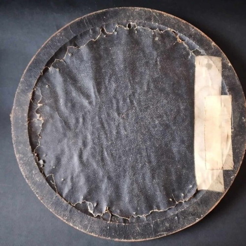 Vintage wooden serving tray used with brass handles