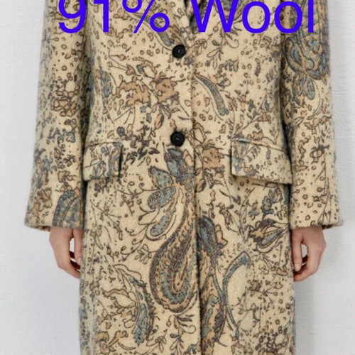 Zara limited edition wool coat 91% floral boho chic M/L like new