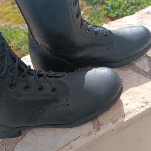Black leather military-style boots size 44 like new