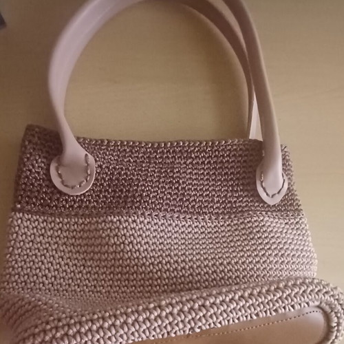 Knitted pink nude handbag handmade, new