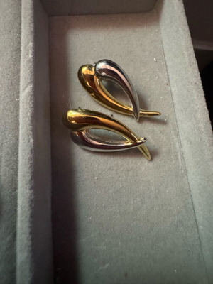 Two-tone steel earrings new, silver and gold