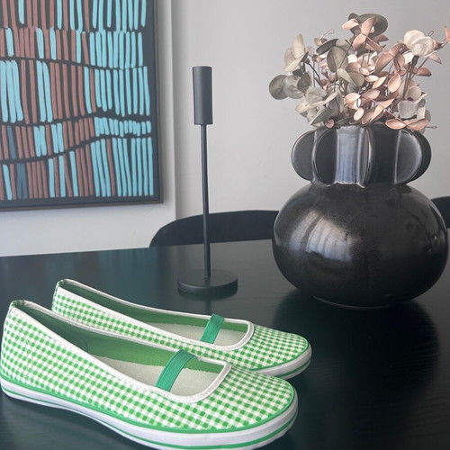 Alexi Andriotti ballet flats new, green-white checked, size 39