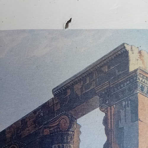 Engraving of Erechtheion used, color print by E. Dodwell