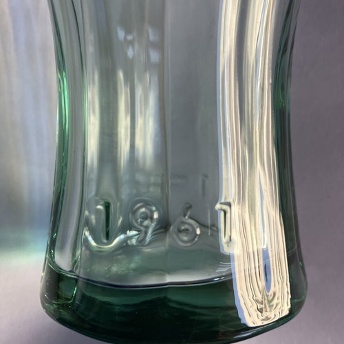 Coca-Cola collectible glass, vintage bottle design 1961, antique color