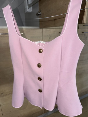 Zara Pink Knit Button Top Size M Like New