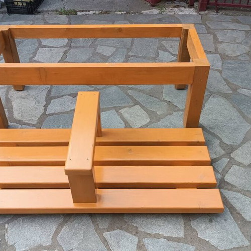 Wooden bench with center slat, new, 140x60cm